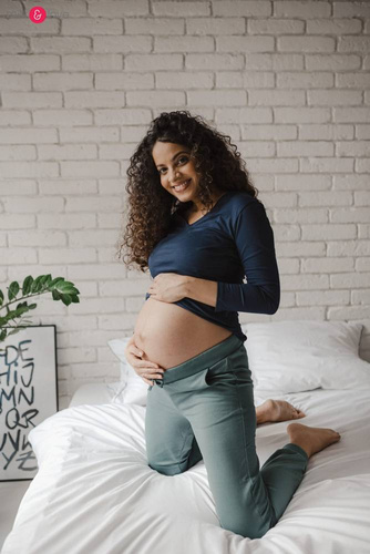 Dresowe spodnie ciążowe Milk&Love morska zieleń