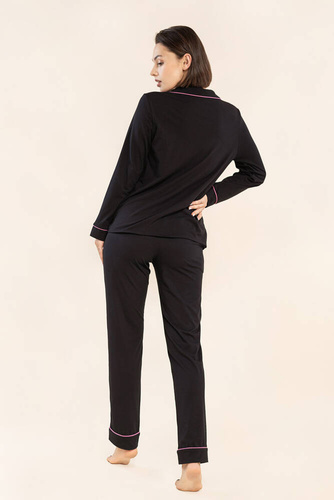 Piżama damska rozpinana 11 Bonamera czarny