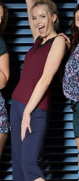 Margot Mix&Match Koszulka Piżamowa Koronka Nipplex - burgund