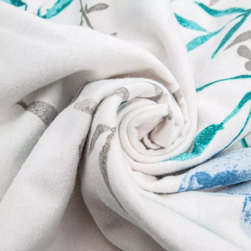 Pościel flanelowa kwiaty 31504/1 Darymex biały/turkusowy 