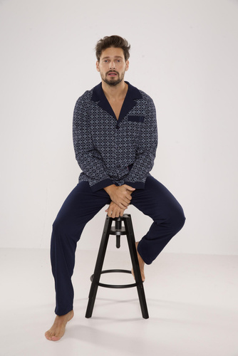 538 Carlo Piżama Męska De lafense - granat+kwadrat