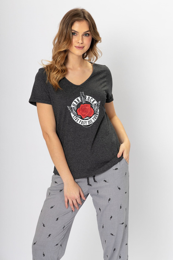 Piżama damska 1329 Mili Leveza grafitowy