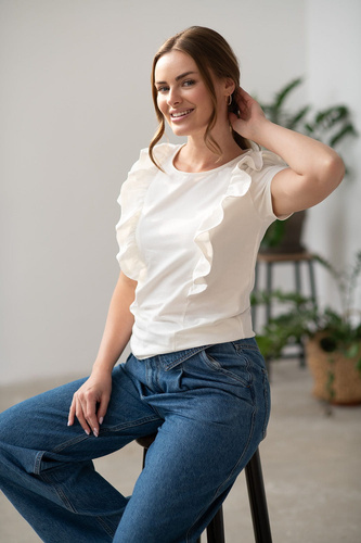 Bluzka do karmienia Milky Waves z krótkim rękawem Milk&Love śmietankowy