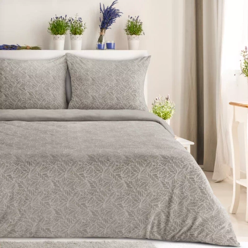 Pościel welurowa liście Flano 3 Eurofirany beżowy