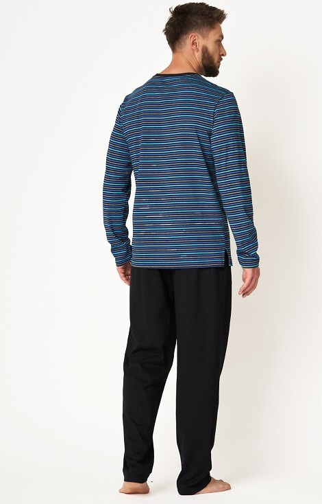 Piżama Męska MNS 384 Key paski-czarny