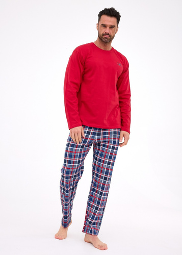  Męska piżama Cornette 124/312 Ready 3– długi rękaw, bawełna, spodnie w kratkę