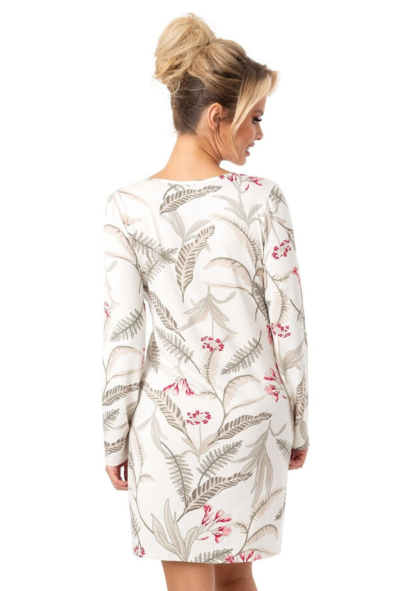 Koszula nocna Donna Michelle II – damska, wiskoza ecru z długim rękawem | Styl i wygoda