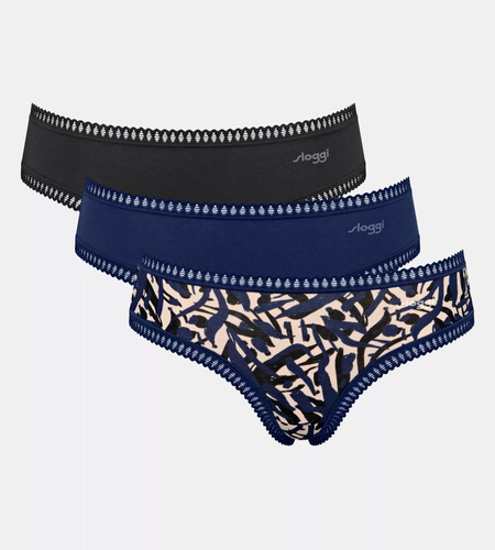 Figi Damskie GO Crush String C3P 3-pak Sloggi - M008 granatowe