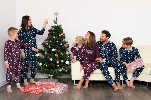 Piżama damska Ava Italian Fashion- druk granatowy 