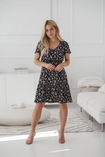 Sukienka ciążowa i do karmienia Lovely Dress Milk&Love granat w różyczki