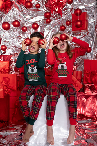 Piżama dla dziecka Tess Italian Fashion - czerwony/druk 