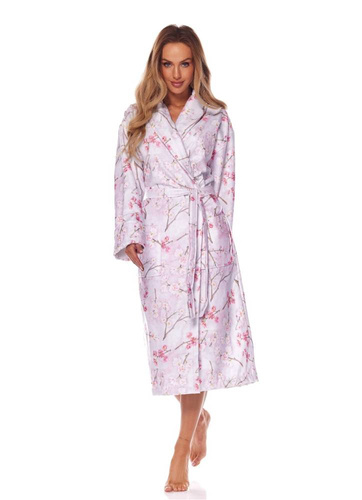 Długi Szlafrok Damski Fida 2216 L&L -niebieski