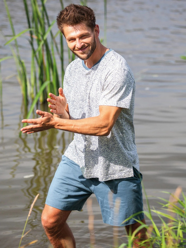 Piżama Męska MNS 748 Key - ecru- jeans