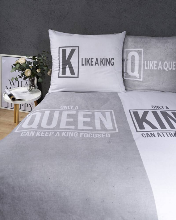 Pościel bawełniana Queen King 4100 A Holland 129 Detexpol szary/biały