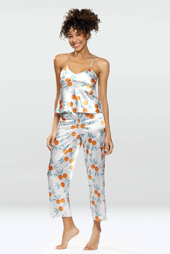 Piżama Damska Satynowa DKaren - DK-KI 19 biały