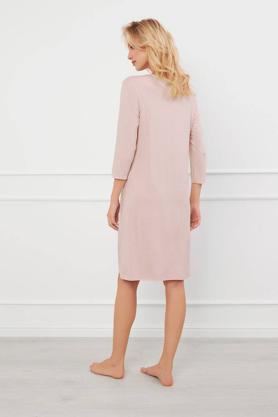 Koszula damska z rękawem 3/4 Puntini Italia Fashion - pudrowy róż