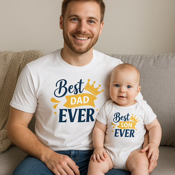 Komplet dla taty i syna "BEST DAD + BEST SON" koszulka + body Moocha 
