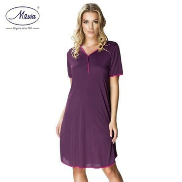 Koszula nocna rozpinana Mewa 6352 Teresa bakłażan