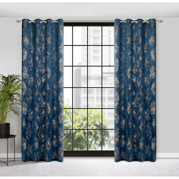 Gloria Zasłona na przelotkach welurowa Eurofirany granatowy