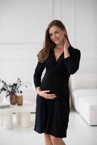 Sukienka ciążowa i do karmienia rękaw Loop 7/8 Milk&Love czarny 