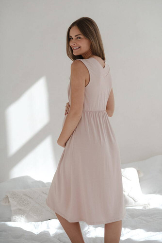 Koszula nocna ciążowa i do karmienia z bambusa Star Light Milk&Love pudrowy róż