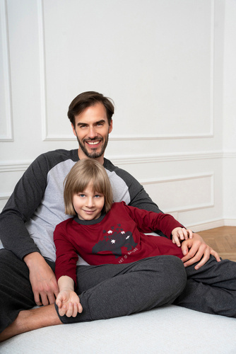 Piżama dla chłopca Morten Italian Fashion bordowy/c.melanż
