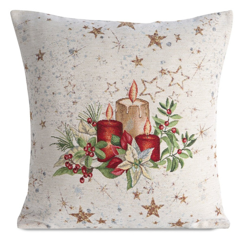 Poszewka świąteczna gobelinowa stroik Chp 1270 Eurofirany beżowy 