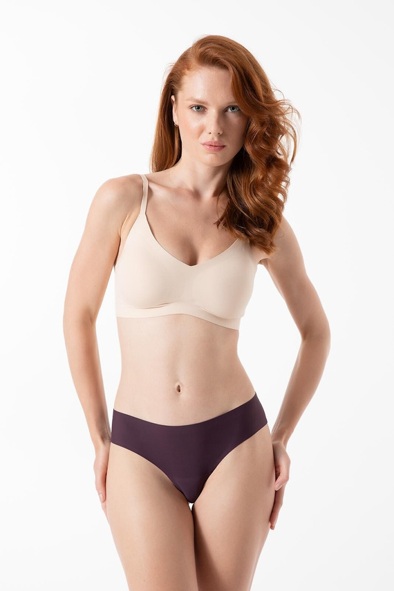 Julimex Simple Brasil Dark Plum – figi damskie z mikrofibry, bezszwowe brzegi