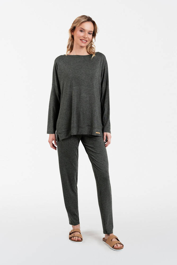 Komplet damski Akord długi rękaw, długie spodnie Italian Fashion - ciemny melanż