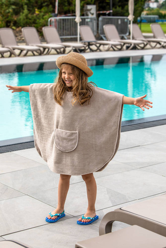 Poncho kąpielowe ręcznik z kapturem Popi AQUA NIÑO - beżowy
