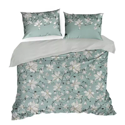 Pościel satynowa Spring 04 Kwiaty Eurofirany miętowy