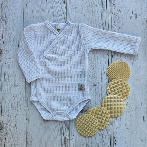 Body baby z długim rękawem  "Natural Waffel" Makoma white