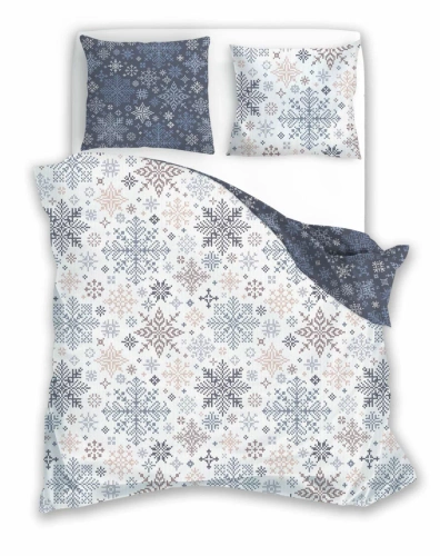 Scandic 068 Scandic Faro biała granatowa renifery  – pościel świąteczna dwustronna, bawełna 100%, komplet 