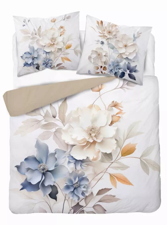 Pościel z mikrofibry kolorowa kwiaty 5315 A Detexpol beżowy