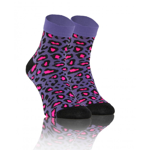 Cętki Panterka Skarpety krótkie finest cotton dwie różne Sesto Senso fioletowy