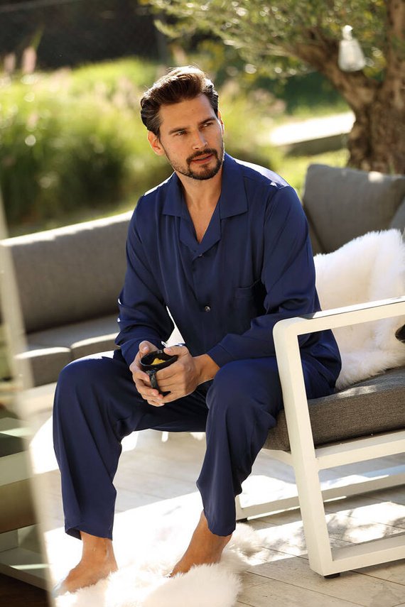 Komplet satynowy Lukas - granatowy