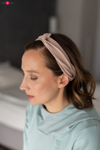 Opaska do włosów na gumce Milk&Love szary melanż