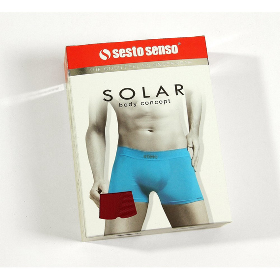 Bezszwowe bokserki męskie BM07 Solar Sesto Senso - bordowy