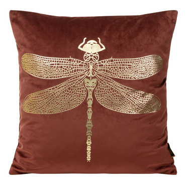 Poszewka dekoracyjna welwetowa Blink 16 ważka Eurofirany ceglany