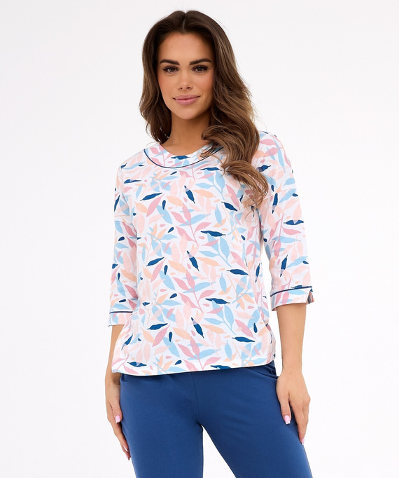 Damska piżama Cornette Amelia 732/452 – bawełna, rękaw 3/4, klasyka i komfort