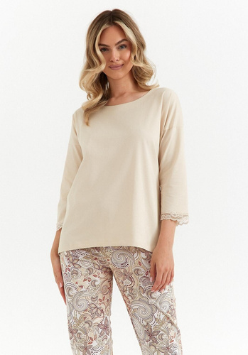 Cana 486 piżama damska bawełniana waniliowa 3/4 rękaw, spodnie 7/8