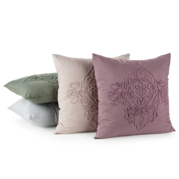 Poszewka Mira zdobiona ornamentową aplikacją Eurofirany fioletowy