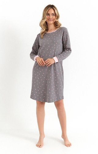 Koszula nocna damska Cana 493 – bawełna interlock, serduszka, długość do kolan