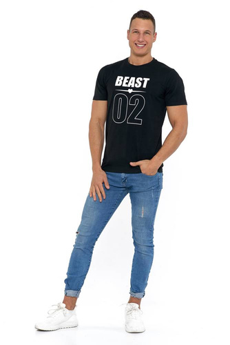 T-shirt męski walentynkowy OTS1500-101 Moraj - czarny