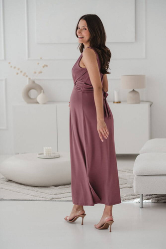 Sukienka ciążowa i do karmienia krótki rękaw Loop maxi Milk&Love rose brown