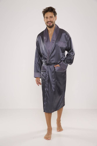 940 Satyna szlafrok męski Forex - szary