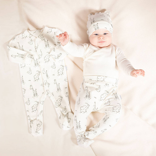 4800 02 Animals Komplet wyprawkowy 4-częściowy nadruk Nicol - ecru