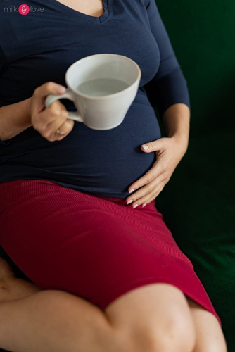 Spódnica ciążowa Tummy z dzianiny w prążki Milk&Love jasny melanż