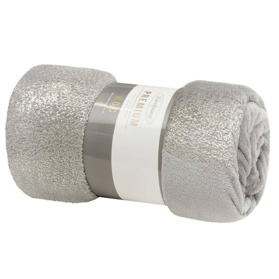 Koc narzuta z mikrofibry z błyszczącym nadrukiem liści Ginko 2 Eurofirany miodowy