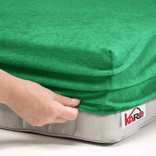 Prześcieradło frotte z gumką KARO - zielony